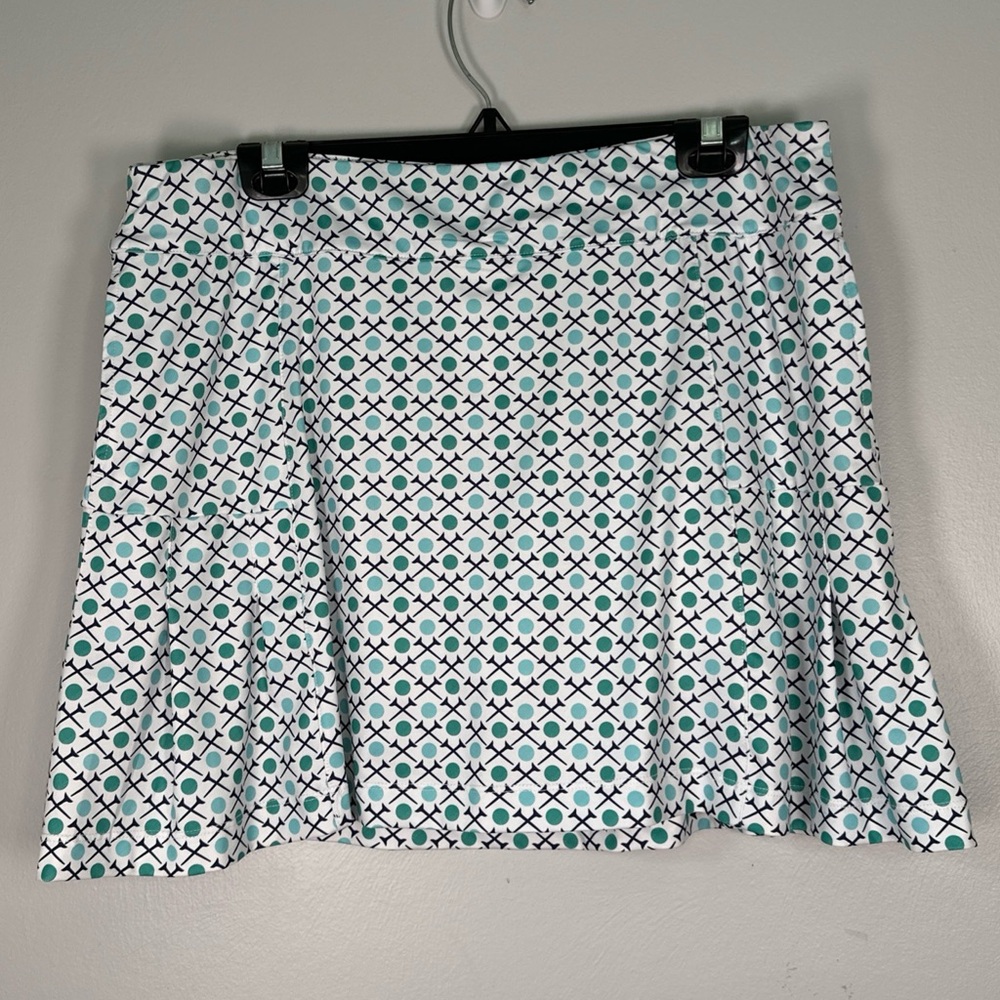 Lillie Green Golf T Ball Print Skort Pull On Pockets Stretch